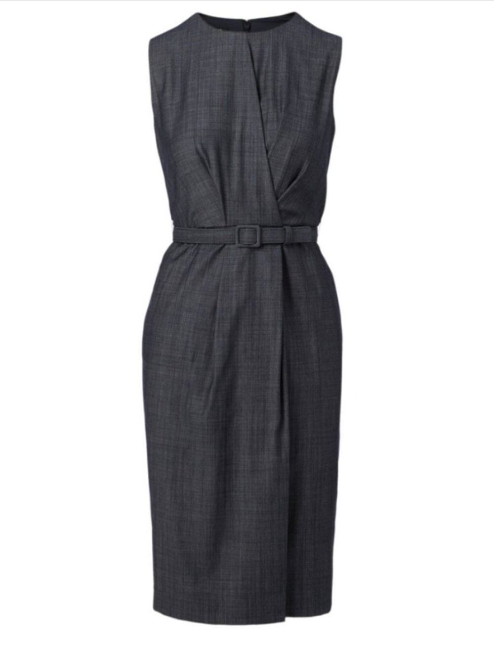 NWOT LAFAYETTE 148 Jude Virgin Wool Blend Sheath Dress Belt 10 Charcoal Grey